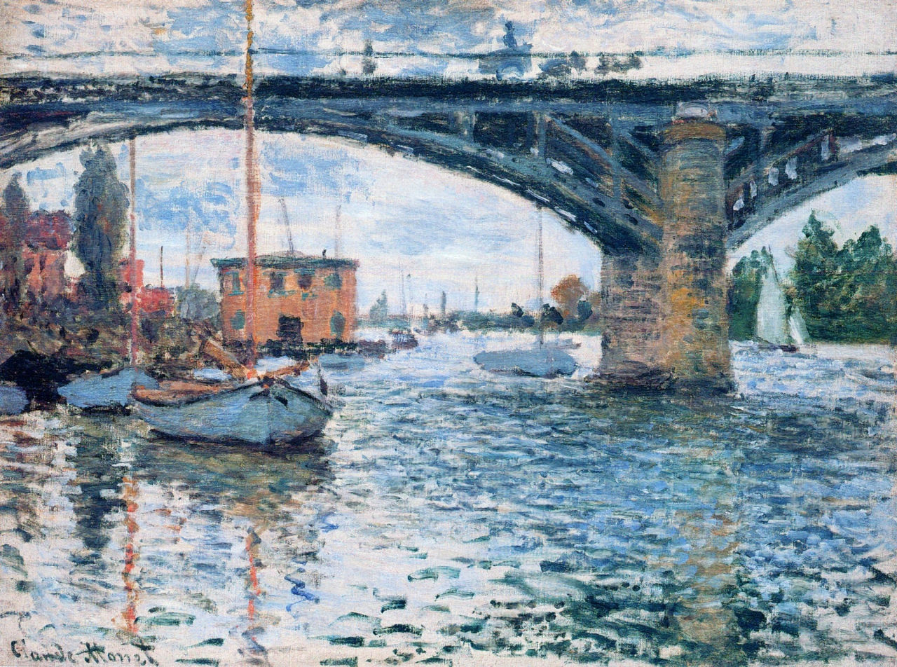 The Bridge at Argenteuil, Grey Weather by Claude Monet paintings reproduction